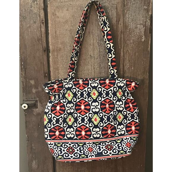 Vera Bradley Retired Sun Valley Cotton Orange NavyTote - Picture 2 of 5